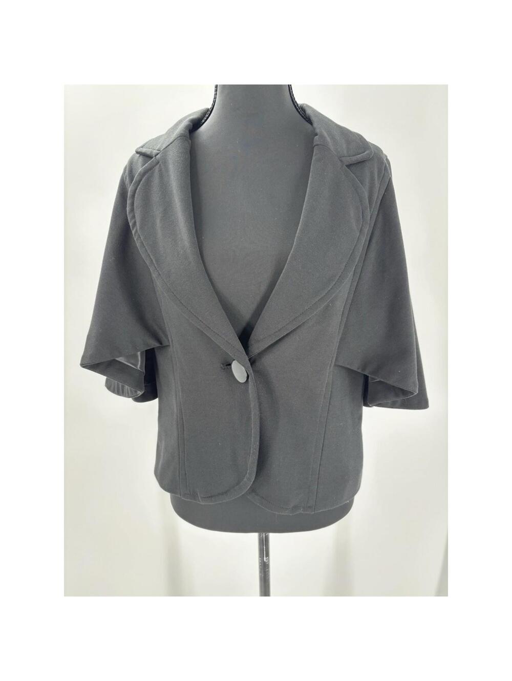 Vintage DM New York Black Short Sleeve Blazer Jacket M career CEO office Cropped